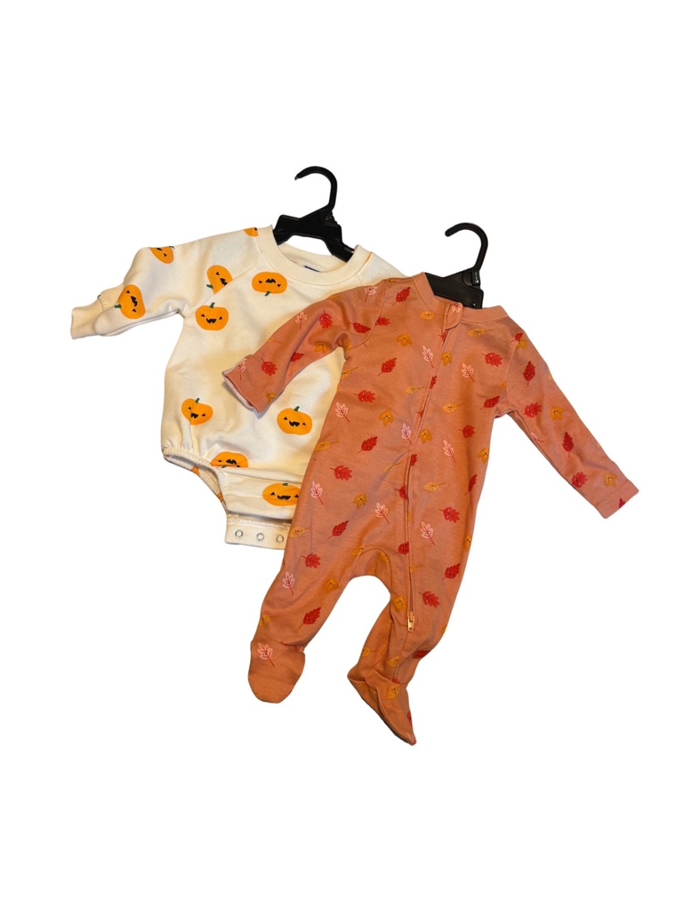 Old Navy Kids Pumpkin & Leaf One-Piece Set of 2 - White & Rust